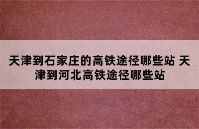 天津到石家庄的高铁途径哪些站 天津到河北高铁途径哪些站